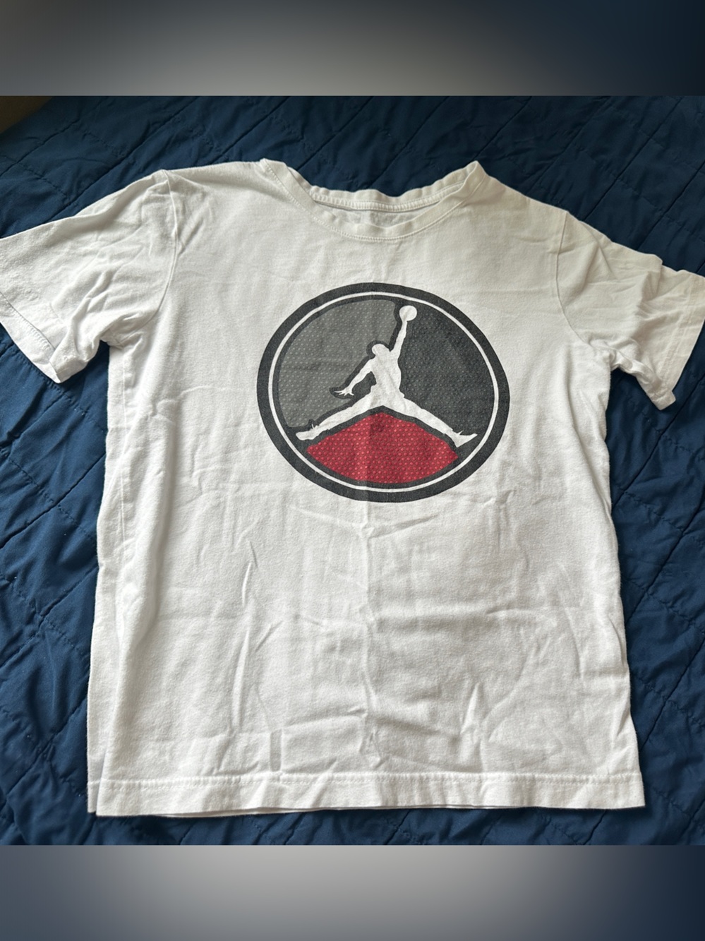 Jordan Kids White Tee with Red & Black Jumpman Circle